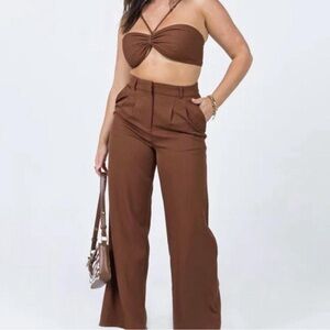 Princess Polly Brown Wide-Leg High-Waist Trousers